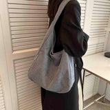 Realaiot Canvas Shoulder Women's Tote Bag Corduroy Simple Casual Large Capacity Designer Handbags For Women Travel Solid Shopper Bag