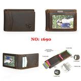 Cyflymder Male Genuine Leather Design Fashion Slim Wallet Front Pocket Money Clip Mini Purse For Men