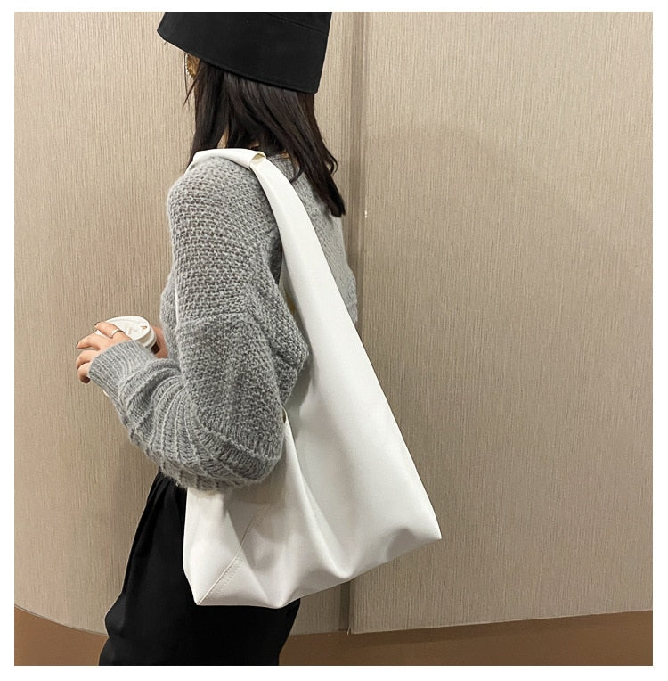 Cyflymder New Leather Totes Bags Women Casual Wild Ladies Hobos Handbags Large Capacity Shoulder Girls Simple Female Messenger Bag