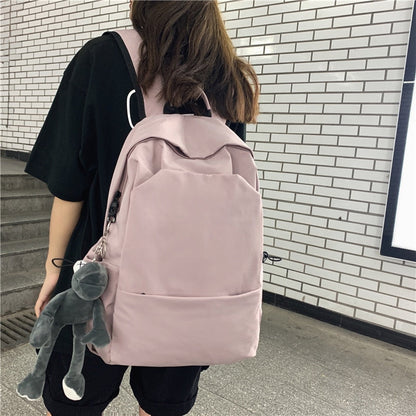 Cyflymder New Waterproof Nylon Women Backpack Solid Color School Backpack for Teenager Girls Boys Female Large Capacity Men Book Bag