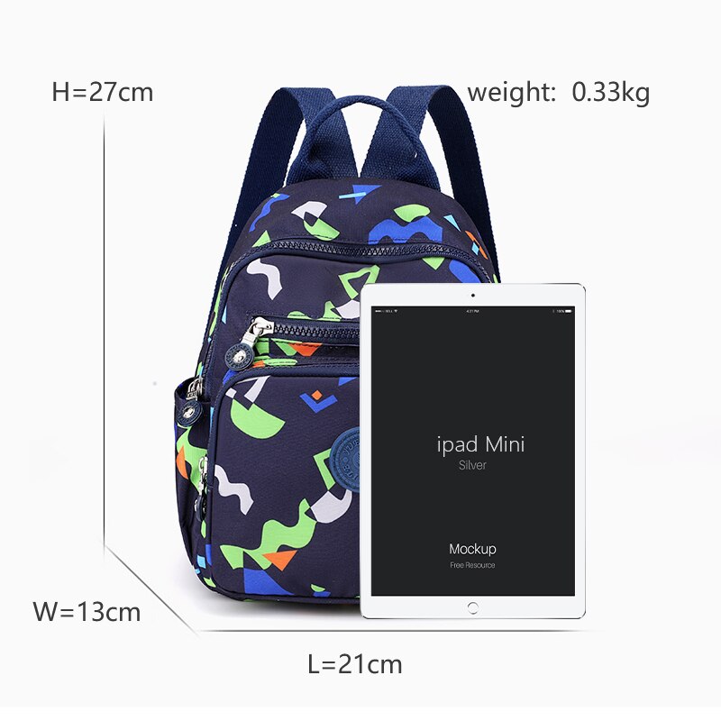 Realaiot Women's Bag Trend Vintage Print Small Travel Backpack Waterproof Nylon Women's Mini Backpack Luxury Designer Bags New