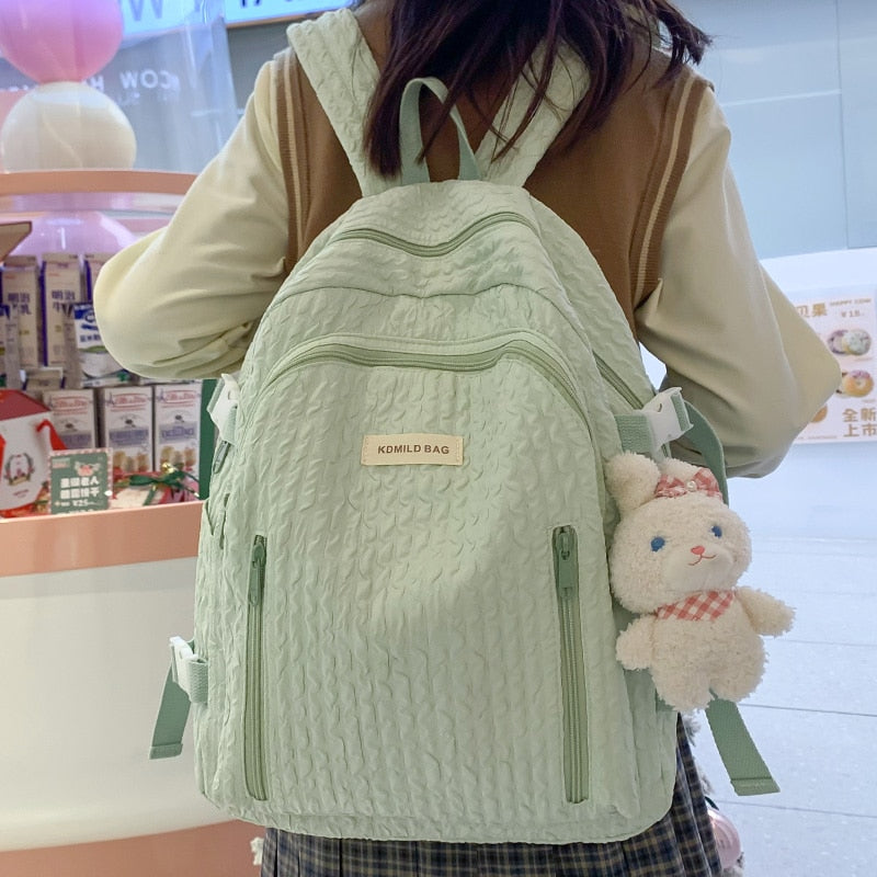 Realaiot Lady Leisure Pink Women Kawaii New Nylon Laptop Book Bag Trendy Girl Travel School Bag Fashion Cute Female College Backpack Cool