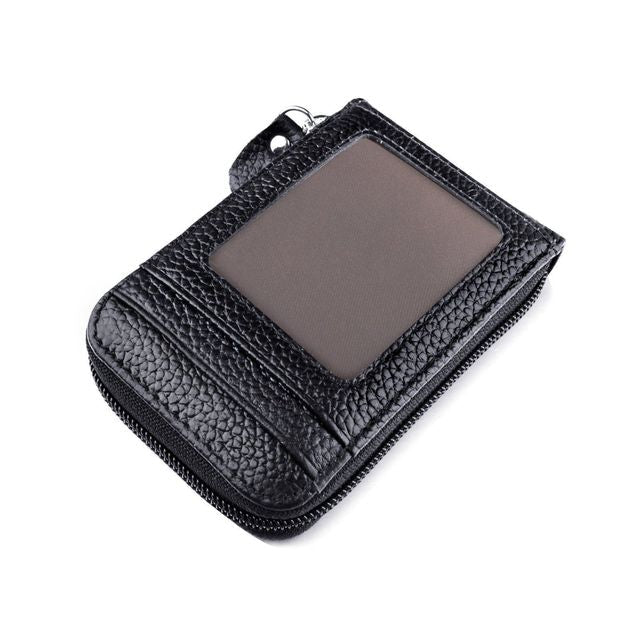 Cyflymder Men's Wallet Genuine PU Leather Credit Card Holder RFID Blocking Zipper Pocket Men bag Multi-card zipper