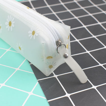 Realaiot 1Pcs Kawaii Transparent Pencil Case Daisy Gift Estuches School Pencil Box Pencilcase Pencil Bag School Supplies Stationery