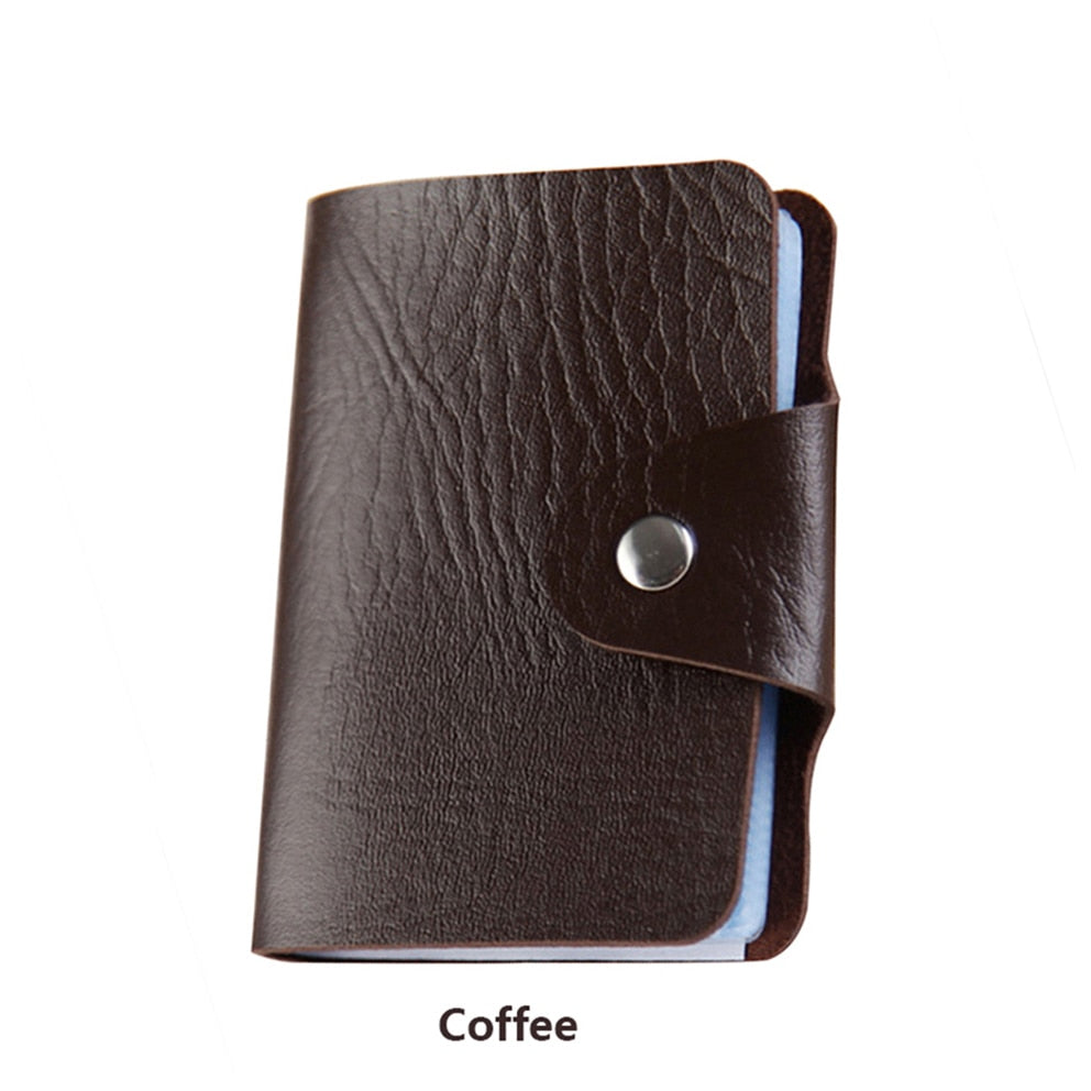 Realaiot Fashion PU Leather Business Card Holder Organizer Hasp Men Women Bank Credit Card Holder Bag ID Card Wallet