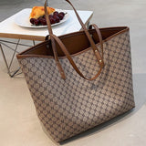Realaiot 2 Pcs/set Women Bag Luxury Designer High Capacity Tote Handbag Trend Brand Designer Striped Shopper Shoulder Shopping Bag purses