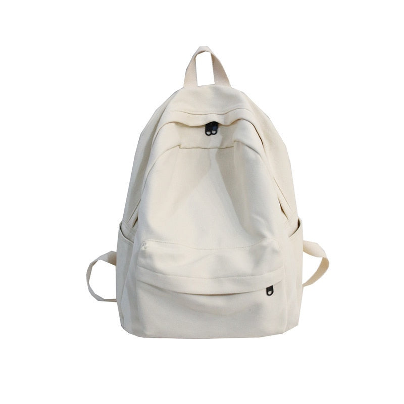 Cyflymder New Trend Large-capacity Simple Solid School Female Backpack Cotton Canvas School Bag Students Satchel White Black Bags