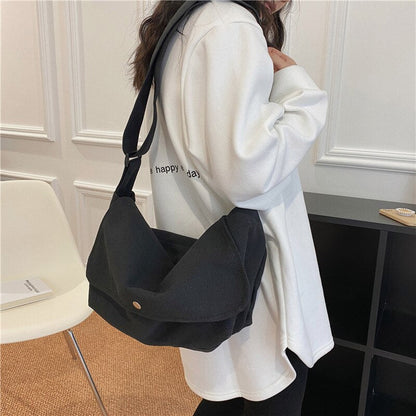 Realaiot Fashion Women Shoulder Messenger Bag Solid Simple Canvas Spring Shopping Bag Female Tote Crossbody Bag For Women Ladies Handbag