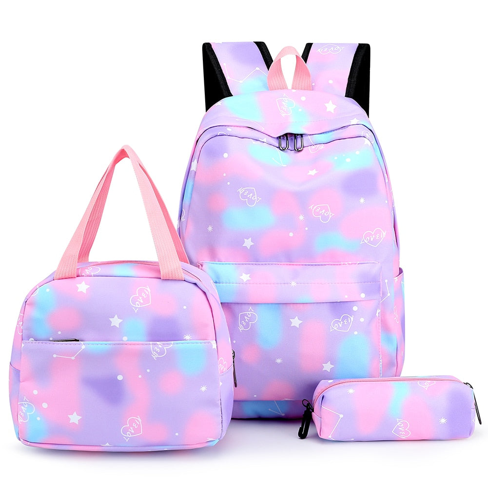 Realaiot 3pcs/set Women Backpack Casual Nylon Large Capacity Students School Bags Teenage Girls Backpack Female Travel Rucksack Daypack