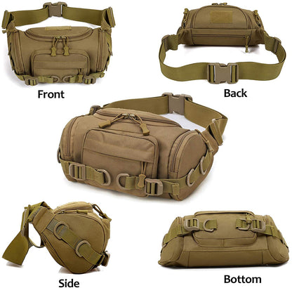 Cyflymder Military Waist Bag Tactical Fanny Pack Adjustable Strap Waterproof Sport Bag Mobile Phone Wallet Bags for Cycling Camping Hiking