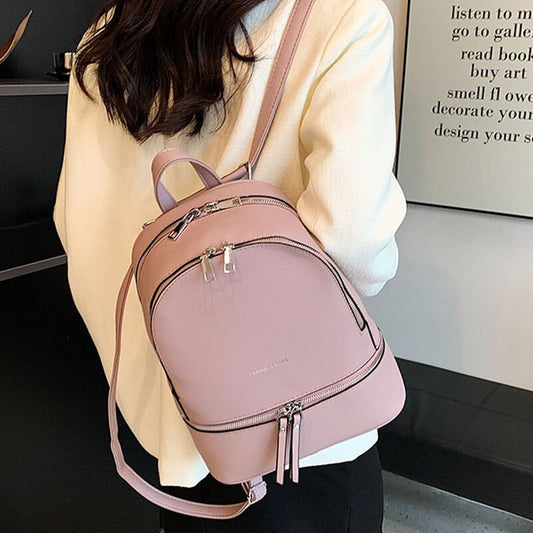 Realaiot Fashion Women Leather Backpack High Quality Teen Girls Shoulder Bag Luxury Designer Backpacks Rucksack Female Daypack Bags