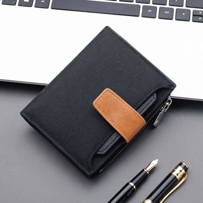 Cyflymder Men Wallet Canvas and PU Leather Gray/blue/black Short Male Purse Hasp/zipper Credit Card Holder Case Wallet for Men Money Bag