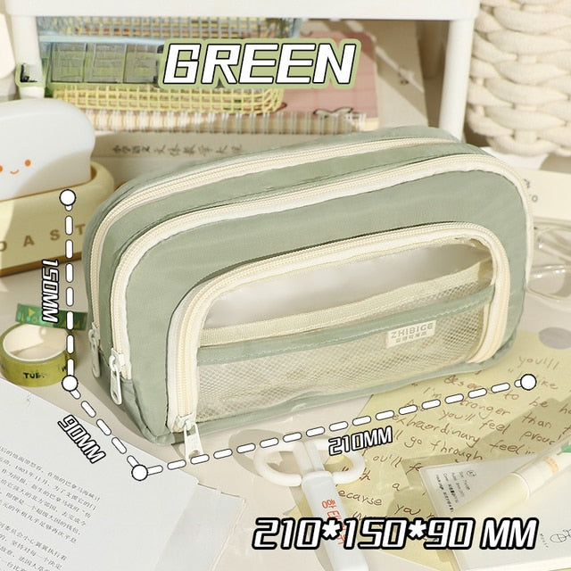 Realaiot Large Capacity Pencil Bag Aesthetic School Cases Stationery Holder Kids Pen Bag Big Stationery Box School Students Supplies