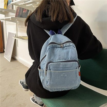 Realaiot Casual Large Capacity Denim Women Backpacks High Quality Ladies Daily Travel Bag Teenagers Girls School Schoolbag Lady Bags