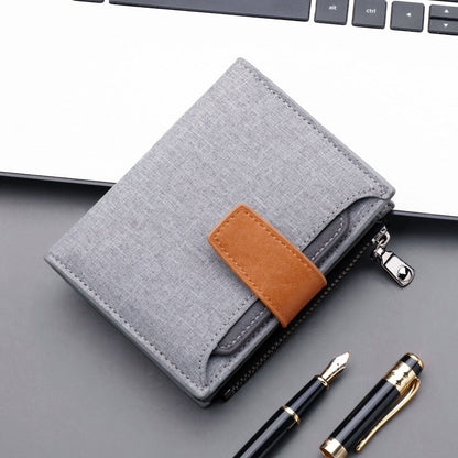 Cyflymder Men Wallet Canvas and PU Leather Gray/blue/black Short Male Purse Hasp/zipper Credit Card Holder Case Wallet for Men Money Bag