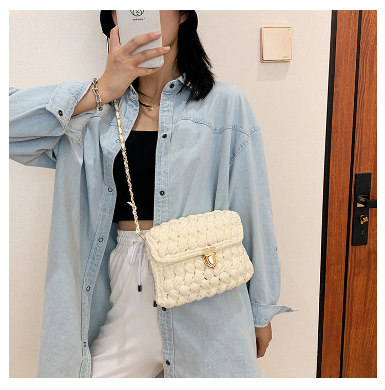 Realaiot Bags for Women Hand Woven Bag Strip Thread Hook Knitted Women's Shoulder/Crossbody Bag Clutch Bag bag