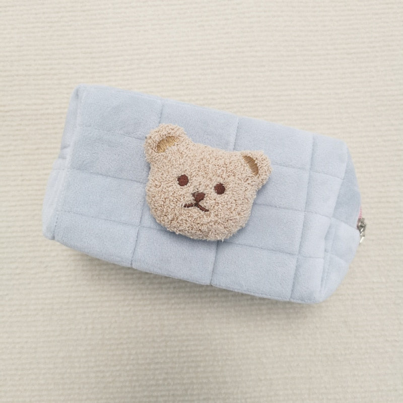 Realaiot Cute Bear Baby Toiletry Bag Make Up Cosmetic Bags Portable Diaper Pouch Baby Items Organizer Reusable Cotton Cluth Bag for Mommy