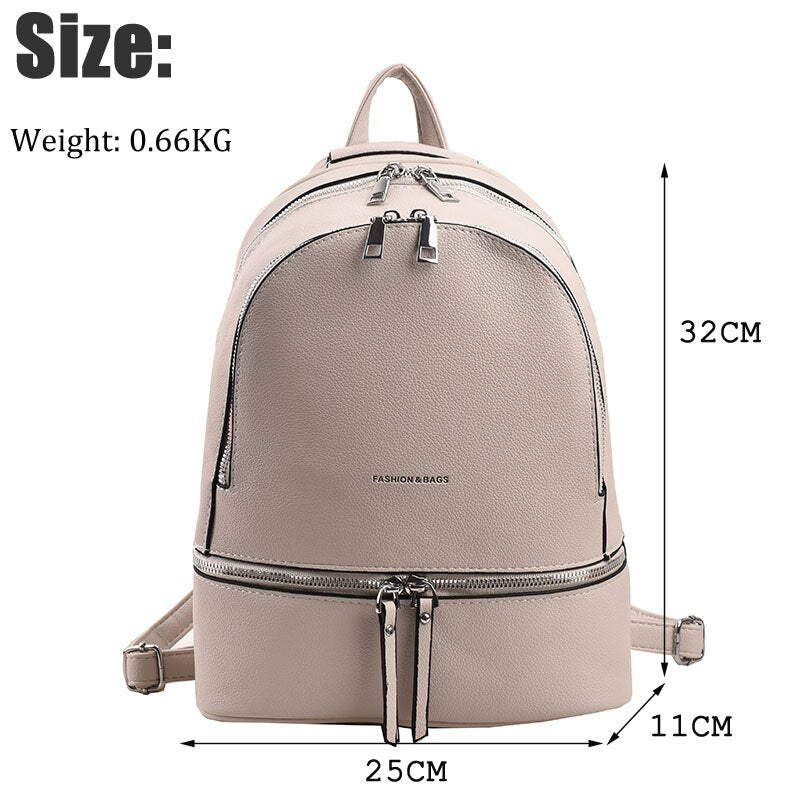 Realaiot Fashion Women Leather Backpack High Quality Teen Girls Shoulder Bag Luxury Designer Backpacks Rucksack Female Daypack Bags