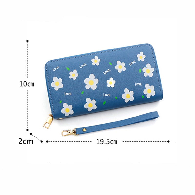 Cyflymder Print Women Long Wallets PU Leather Large-Capacity Zipper Purse Mobile Phone Clutch Money Bag  ID Credit Card Holder