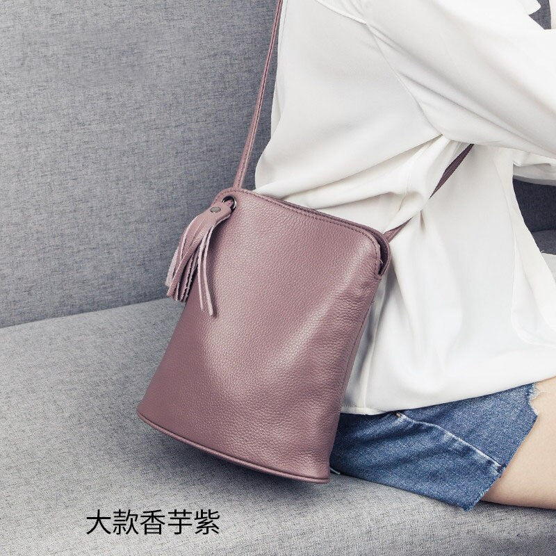 Realaiot Genuine Leather Tassel Shoulder Bag Women Luxury Purse Ladies Small Crossbody Bags Fashion Money Wallets Female Messenger Bag