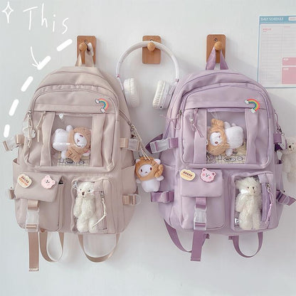 Cyflymder Large-capacity Cute Women Multi-Pocket Nylon Backpack Ins Junior High School Student School Bag Female Girl Backpack Laptop Book