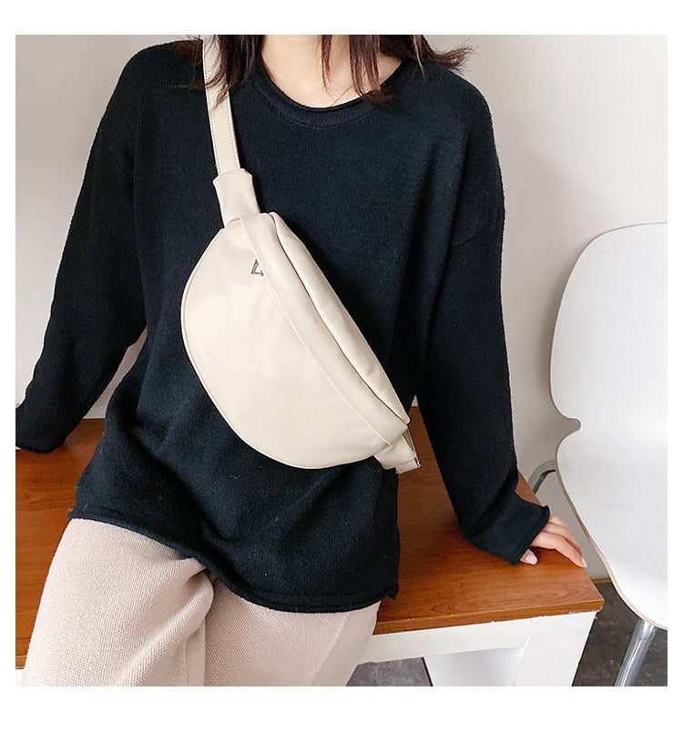 Realaiot Casual Waist Bag Women Chest Bag Shoulder Bags Female PU Leather Belt Bags Female Bolso Fanny Pack