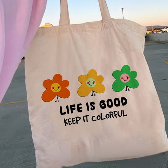 Cyflymder Retro Flower Floral Women Canvas Tote Bag Girl Reusable Shopper Foldable Ecobag Aesthetic Student Book Handbags Shoulder Bag