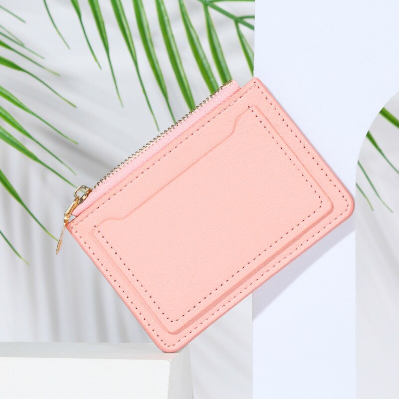 Cyflymder New Wallet Women's Short Wallet PU Leather Zipper Fashion Simple Casual Design Women's Multi-card Position Solid Color