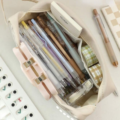 Realaiot Large Capacity Transparent Pencil Bag Aesthetic School Cases Children Stationery Holder Bag Pen Case Students School Supplies