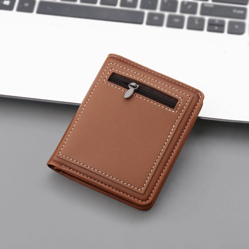 Realaiot Business Men Wallet Black/brown Short Male Purse PU Leather Card Holder Wallet Case Man Money Bag Zipper Coin Purse