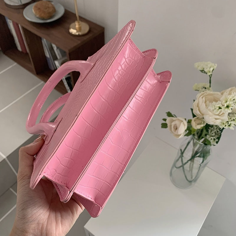 Realaiot Fashion Pink Small Square Women Clutch Purse Handbags New Simple Ladies Messenger Bag Solid Color Female Shoulder Crossbody Bags