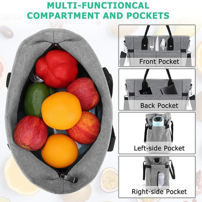 Realaiot Large Capacity Insulated Thermal Lunch Box Bags for Women Kids Waterproof Food Cooler Bag Picnic Travel Pouch Portable Hangbags