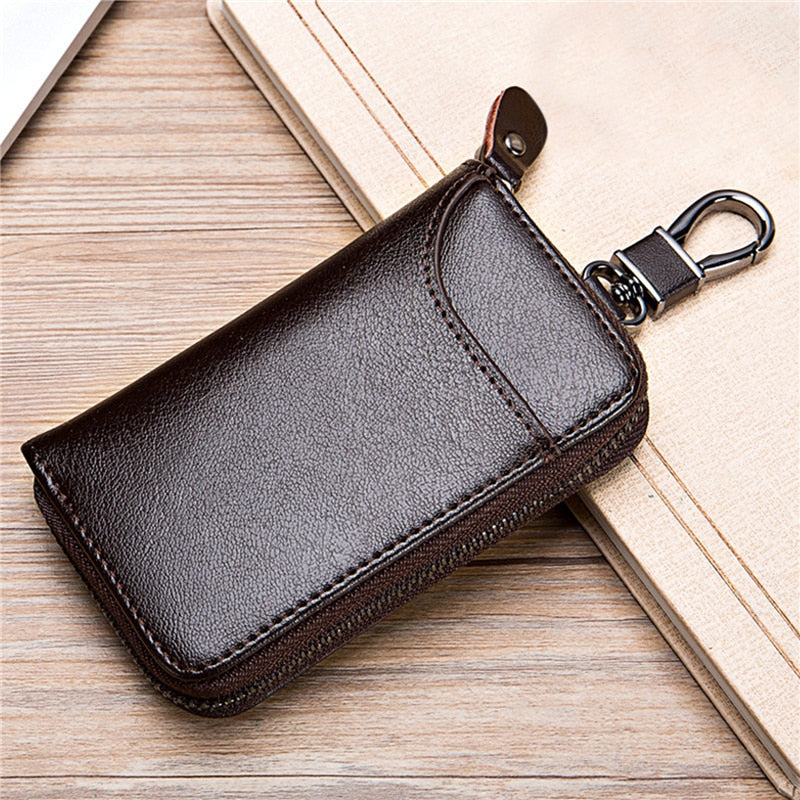 Cyflymder Leather Keychain Men Women Key Holder Organizer Pouch PU Case Split Car Key Wallet Housekeeper Key Case Mini Card Bag