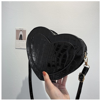 Cyflymder PU Leather Women Heart-shaped Crossbody Bag Luxury Designer Small Shoulder Bags for Ladies Female Evening Clutch Purse Handbags