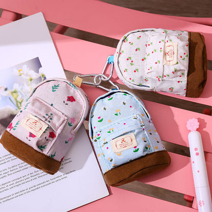 Cyflymder New Women Kids Canvas Coin Purse Floral Zipper Pouch Small Wallet Children Female Key Card Holder Mini Money Bag Gift