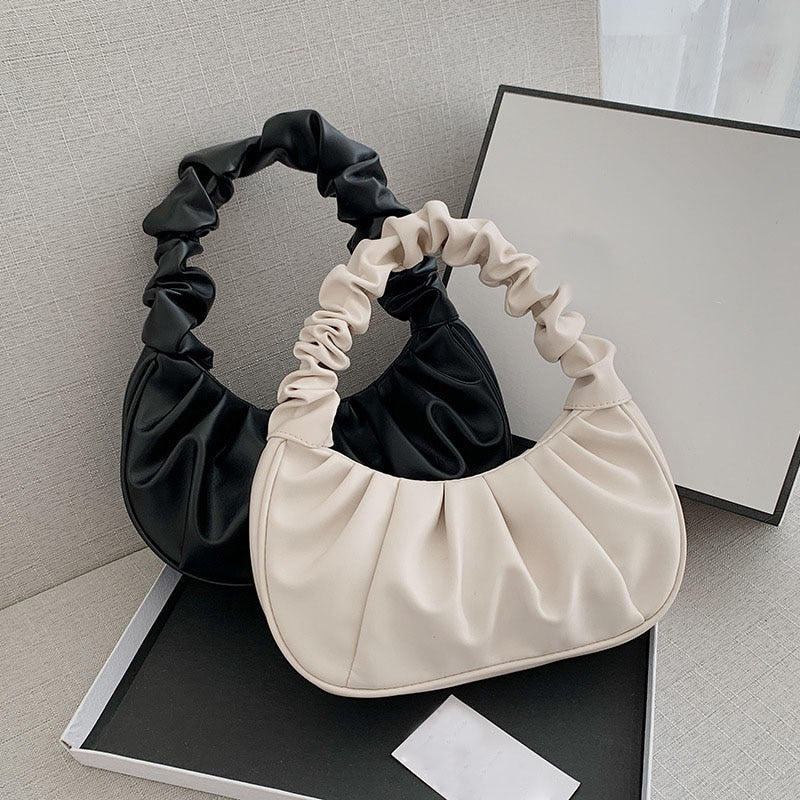 Cyflymder Pleated Cloud Handlebags for Women Shoulder Bags Leisure Armpit Bag Shopping New Trend Elegant Ladies Dumpling Handbag Female