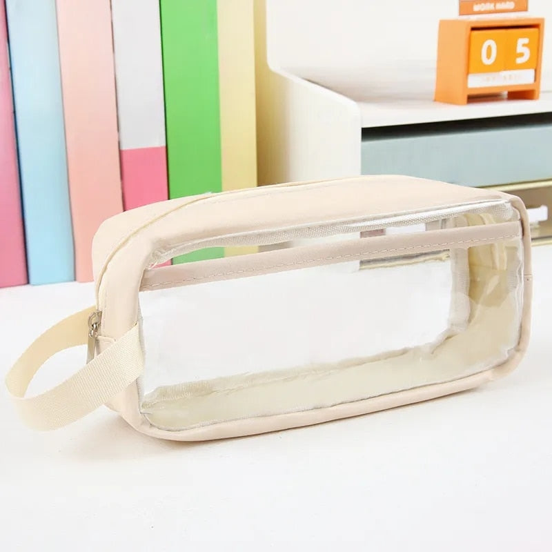 Realaiot  Six Layers Large Capacity Pencil Bag Stationery Supplies Aesthetic Transparent Pen Case Girl Zipper Pencil Pouch School Supplies