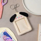 Realaiot Korea Cute Bear Rabbit Plush Photocard Holder Kawaii Kpop Idol Photo Sleeve Case ID Card Cover With Keychain Bag Pendant Decor