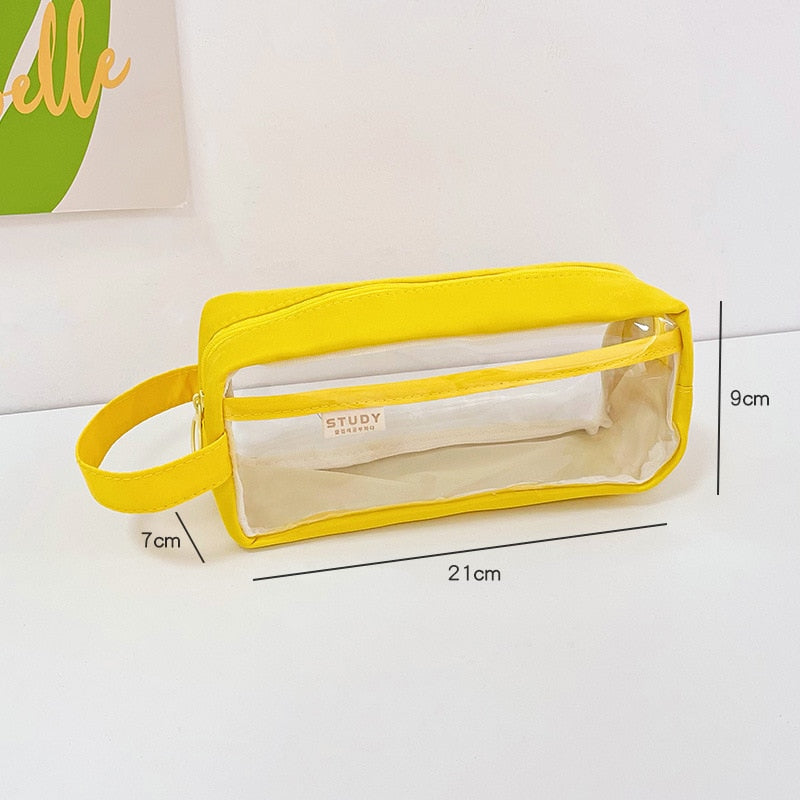 Realaiot Large Capacity Transparent Pencil Bag Aesthetic School Cases Children Stationery Holder Bag Pen Case Students School Supplies