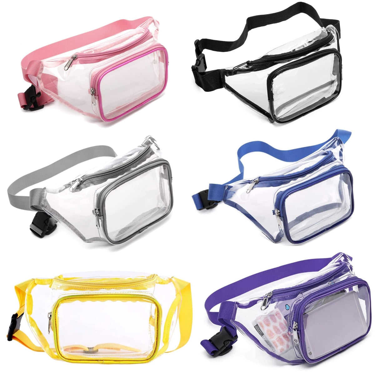 Realaiot Clear Fanny Pack Waterproof Waist Bag Tote Bag Stadium Approved Clear Purse Transparent Adjustable Belt Bag