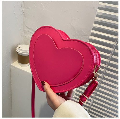 Cyflymder PU Leather Women Heart-shaped Crossbody Bag Luxury Designer Small Shoulder Bags for Ladies Female Evening Clutch Purse Handbags