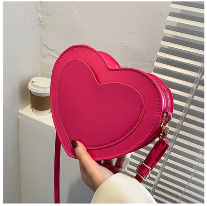 Cyflymder PU Leather Women Heart-shaped Crossbody Bag Luxury Designer Small Shoulder Bags for Ladies Female Evening Clutch Purse Handbags