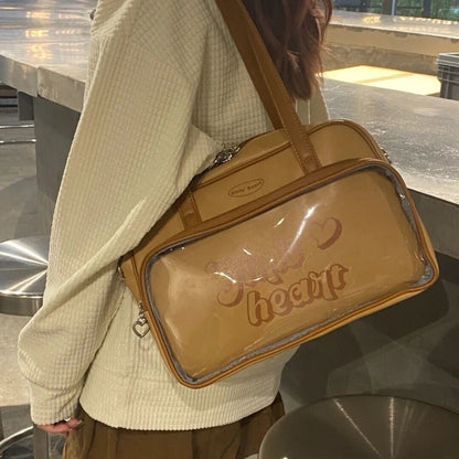 Cyflymder Retro American Style Ita Bag Transparent Women Bag Shoulder Bags  Baseball Crossbody Bags Handbags Coin Purses High Capacity