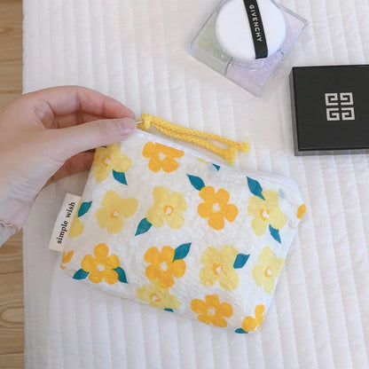 Realaiot Small Fabric Cosmetic Makeup Bag Mini Cotton Floral Organizer Bags For Women Bag Little Purse Coin Pouch Children Cosmetic Case