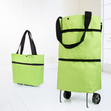 Realaiot Folding Shopping Pull Cart Trolley Bag With Wheels Foldable Shopping Bags  Reusable Grocery Bags Food Organizer Vegetables Bag