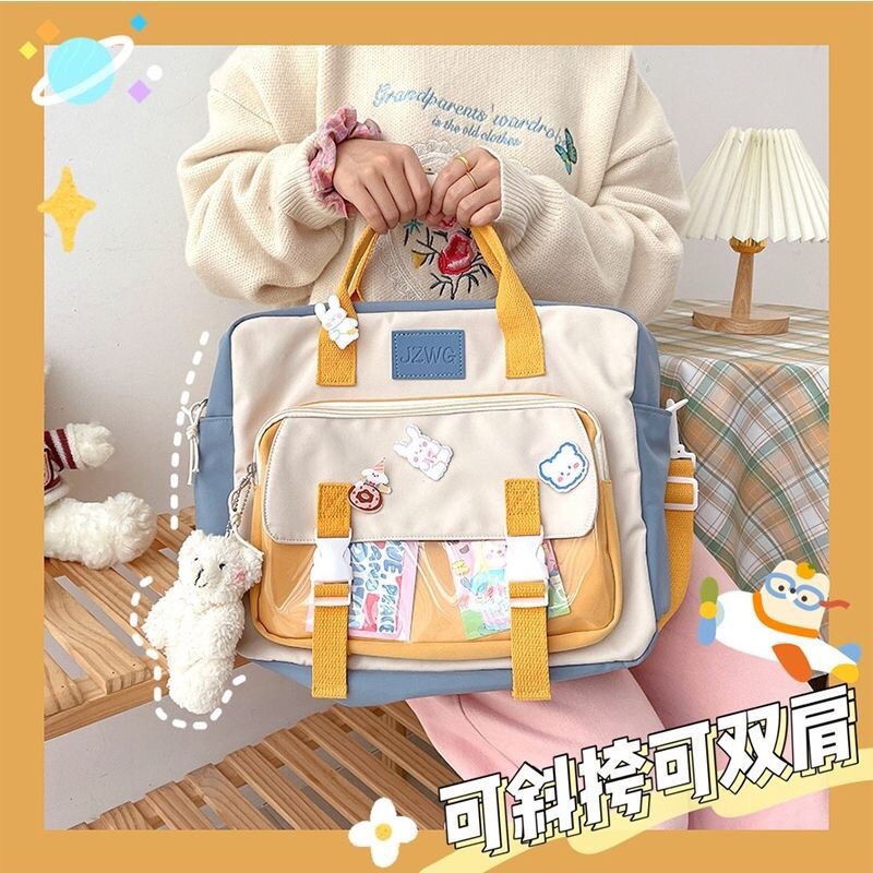 Realaiot ins Japanese itabag Women New Jelly Bag Student Backpack School Bags Tote Handbags Shoulder Bag Crossbody Bags Women JK bag