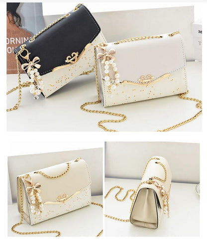 Realaiot Fashion Women Leather Small Shoulder Underarm Bag Ladies Vintage Chain Pendant Solid Zipper Mini Purse Handbag Bolsa Feminina