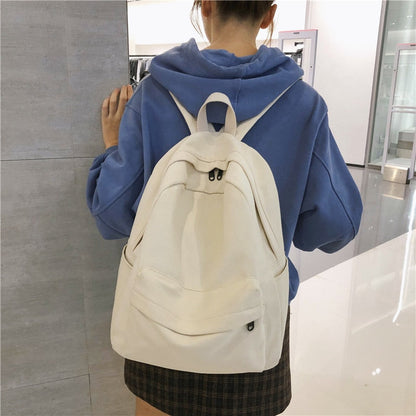 Cyflymder New Trend Large-capacity Simple Solid School Female Backpack Cotton Canvas School Bag Students Satchel White Black Bags