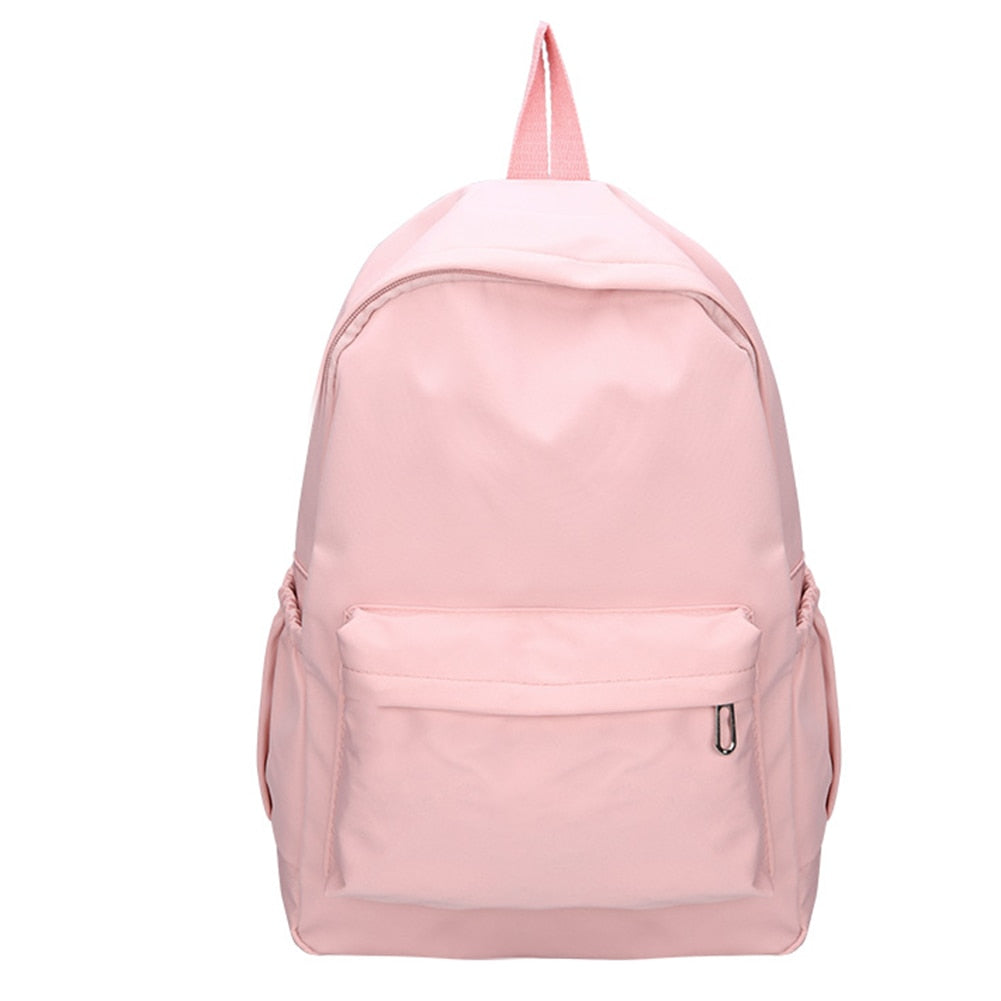 Realaiot Women Nylon Zipper Backpack Preppy Style Students Solid Color School Knapsacks Girls Large Capacaity Rucksacks