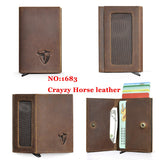 Cyflymder Male Genuine Leather Design Fashion Slim Wallet Front Pocket Money Clip Mini Purse For Men